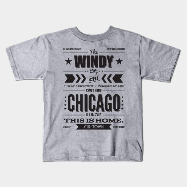 Chicago Typography Shirt Kids T-Shirt by BentonParkPrints